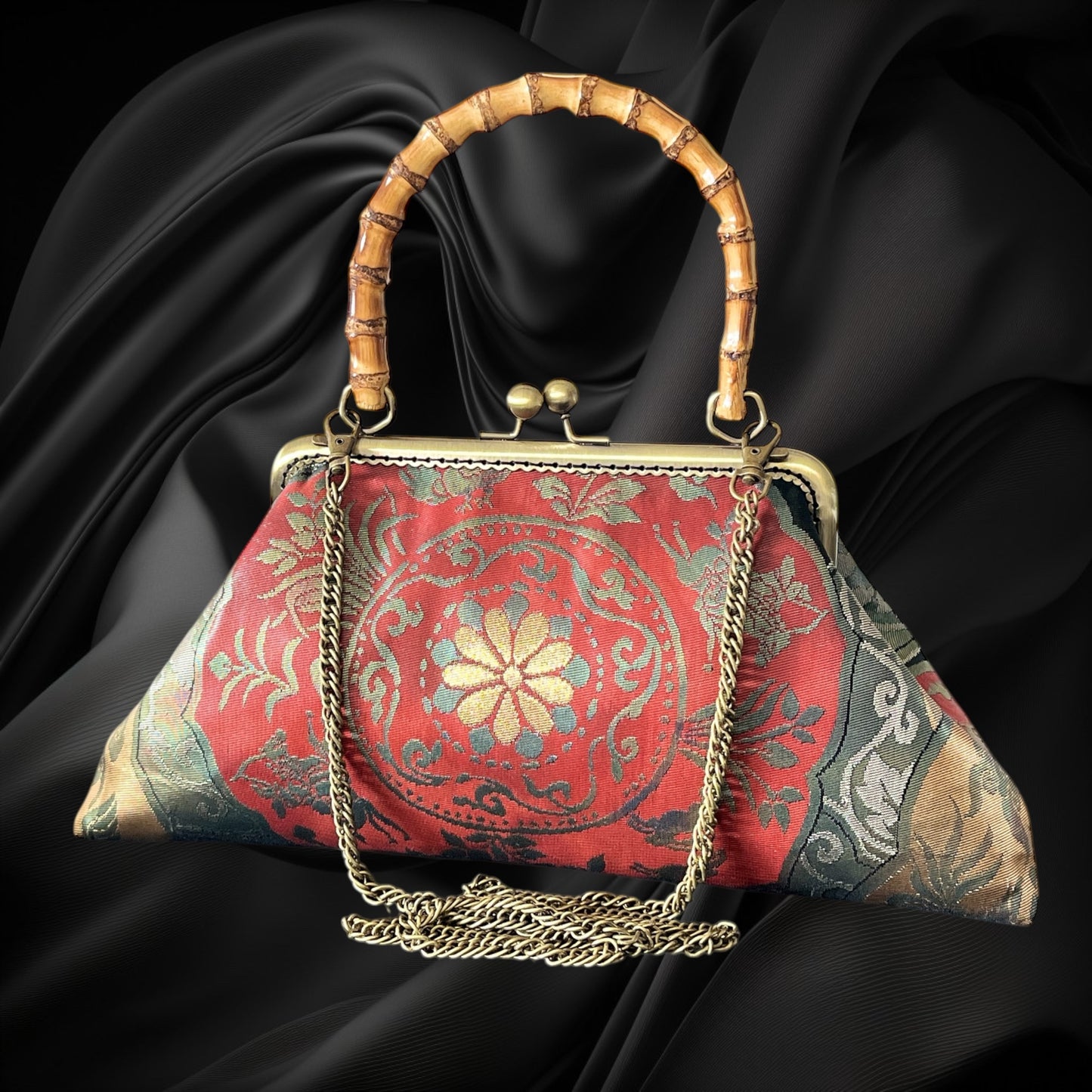 Kimono remake bamboo bag [No.1455]