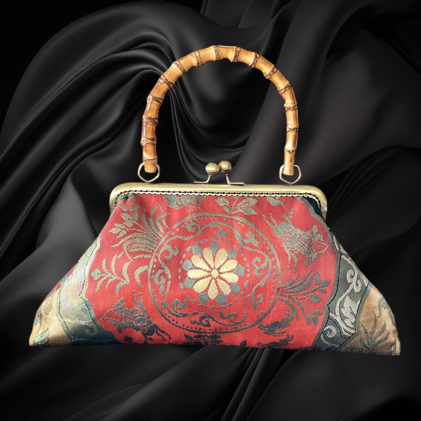 Kimono remake bamboo bag [No.1455]