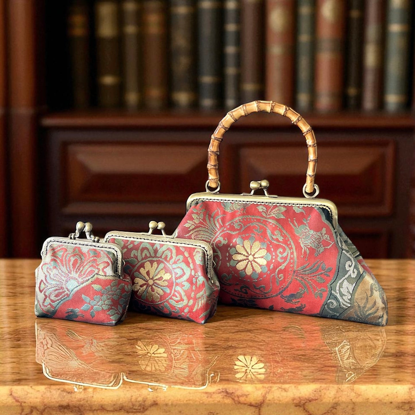 Kimono remake bamboo bag [No.1455]