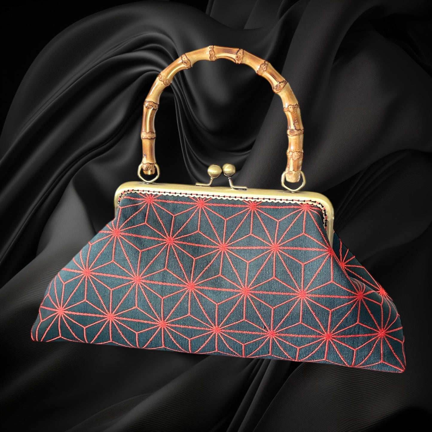 Kimono remake bamboo bag [No.1454]