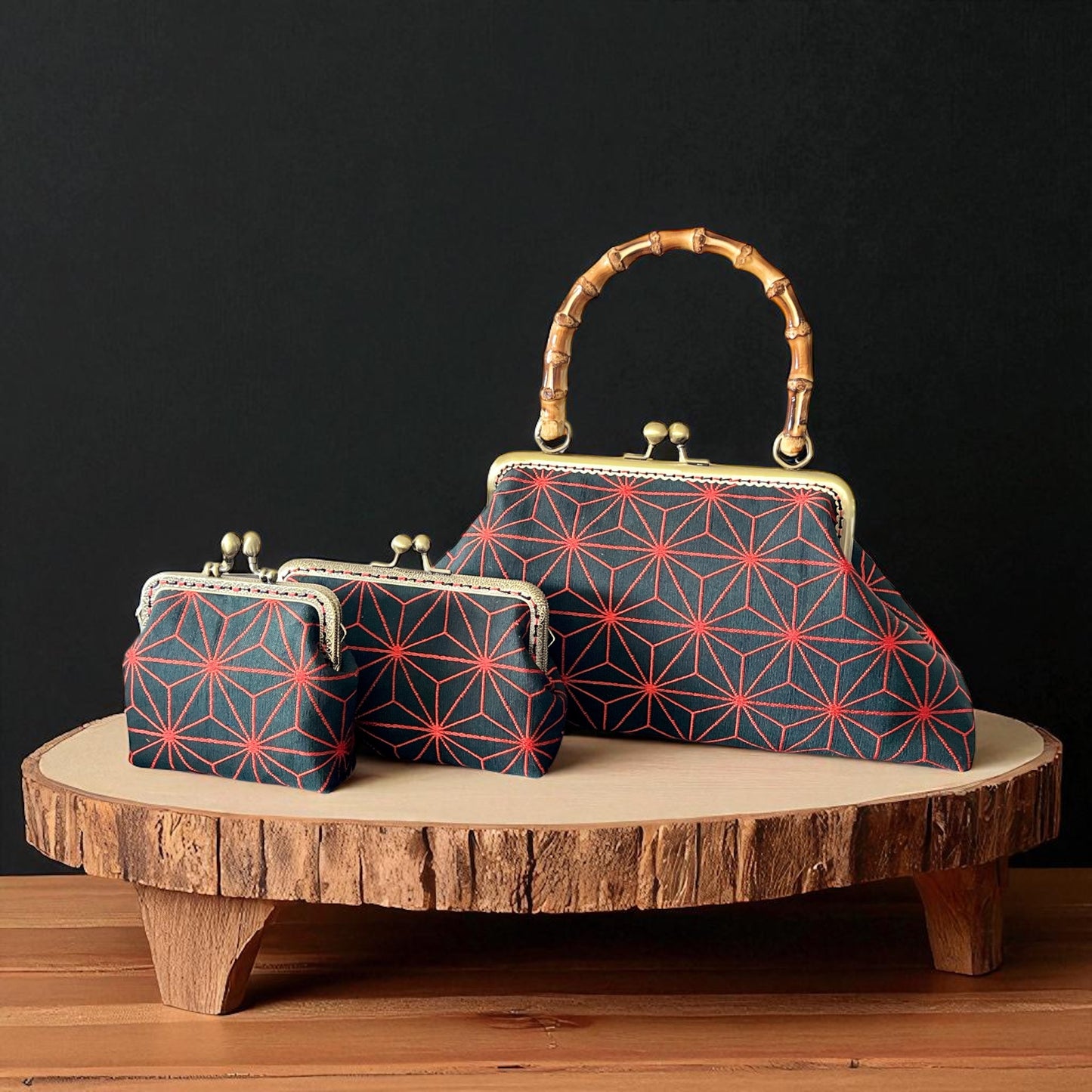 Kimono remake bamboo bag [No.1454]