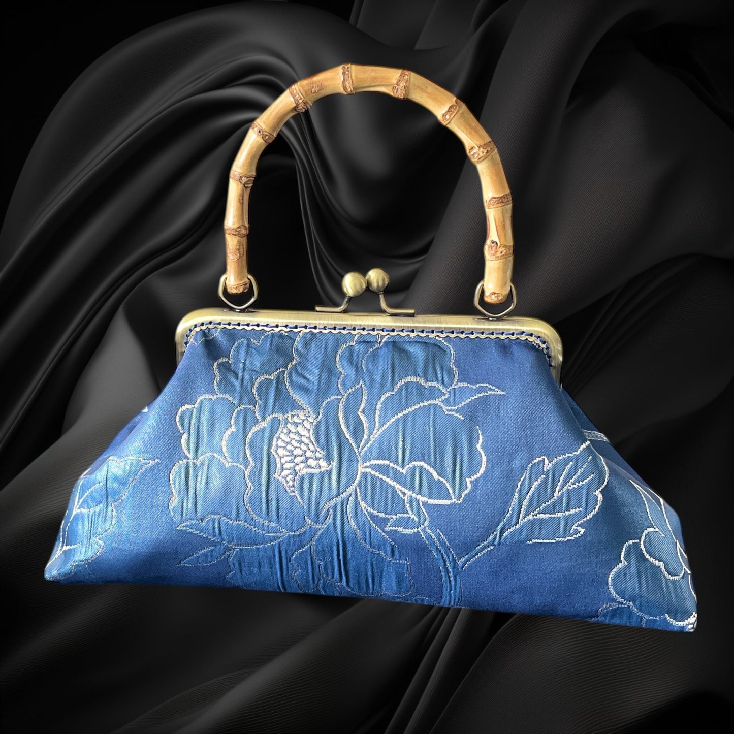 Kimono remake bamboo bag [No.1453]