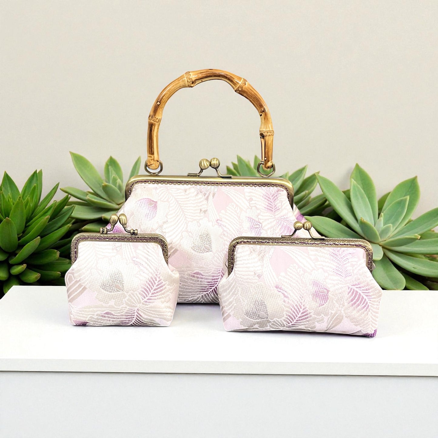 Kimono remake bamboo bag [No.1575]