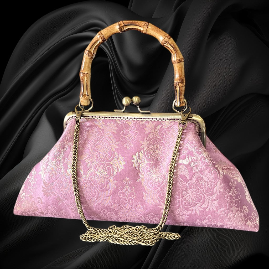 Kimono remake bamboo bag [No.1582]