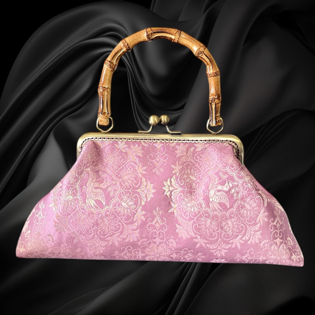 Kimono remake bamboo bag [No.1582]