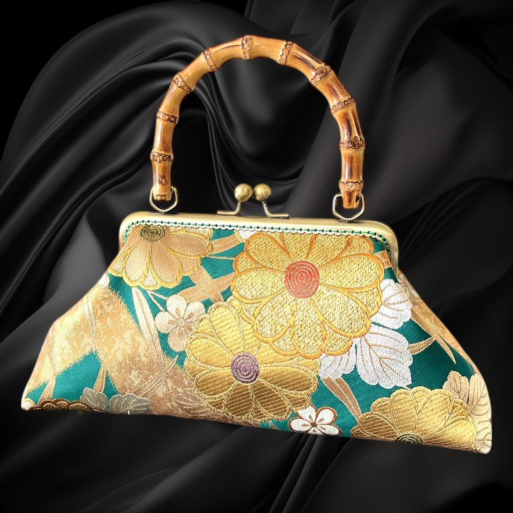 Kimono remake bamboo bag [No.1581]