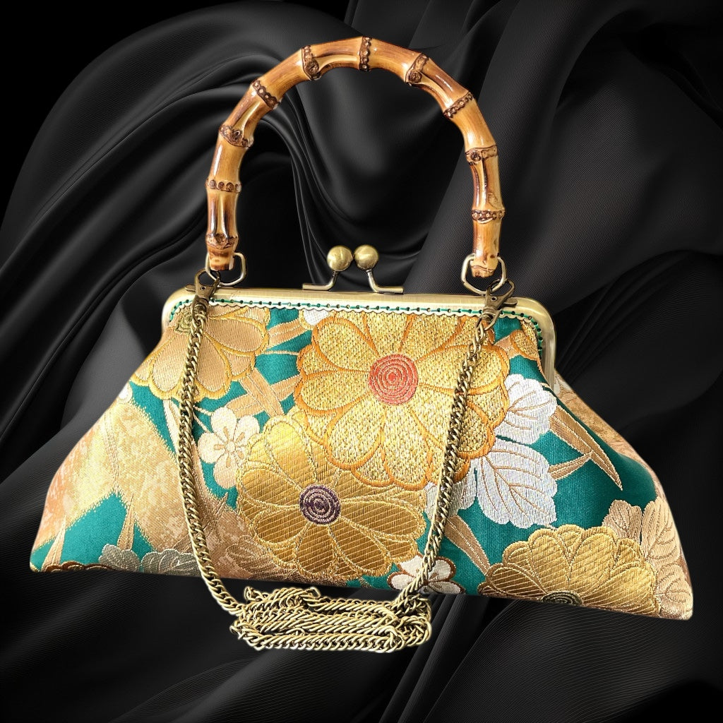 Kimono remake bamboo bag [No.1581]