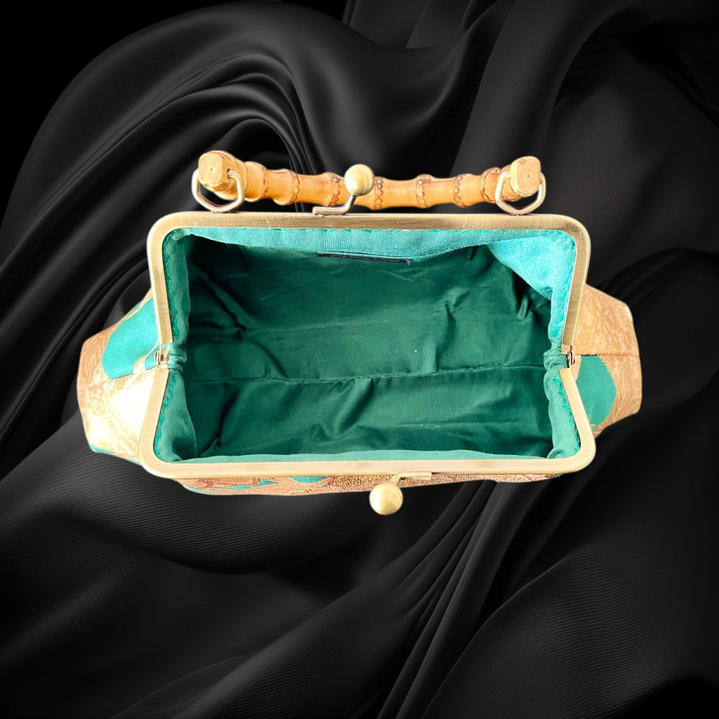 Kimono remake bamboo bag [No.1581]