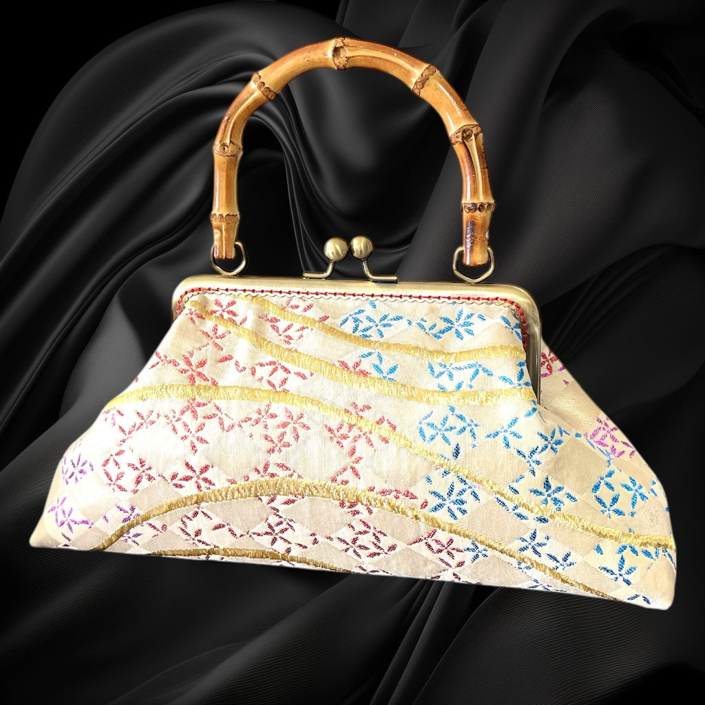 Kimono remake bamboo bag [No.1580]