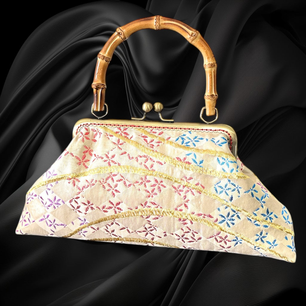 Kimono remake bamboo bag [No.1580]