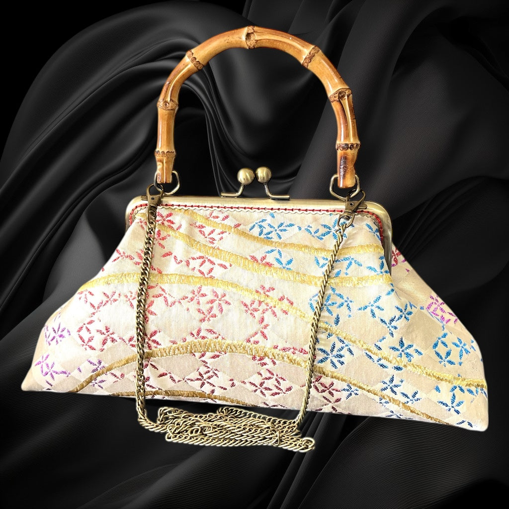 Kimono remake bamboo bag [No.1580]