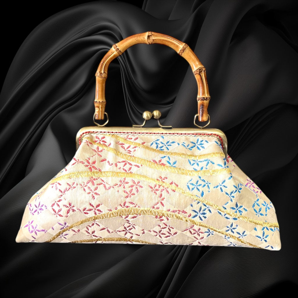 Kimono remake bamboo bag [No.1580]