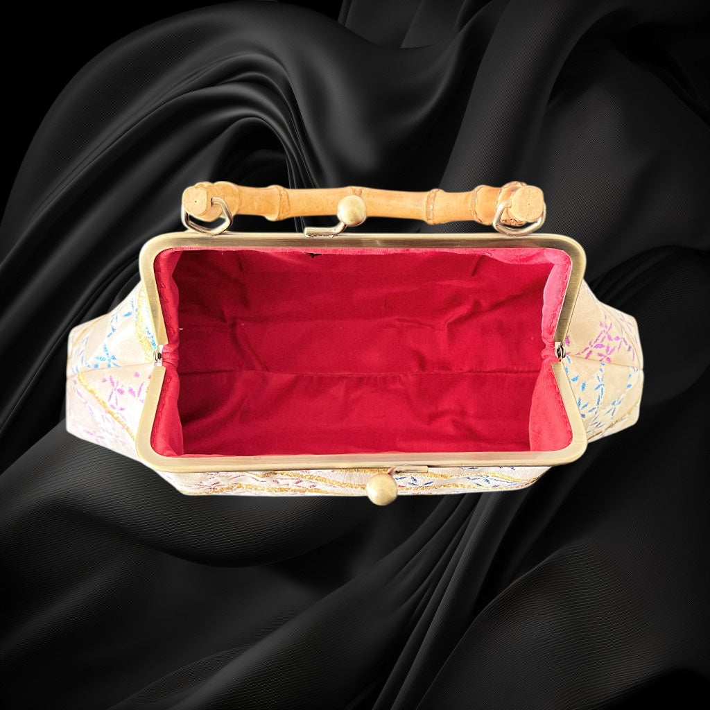 Kimono remake bamboo bag [No.1580]