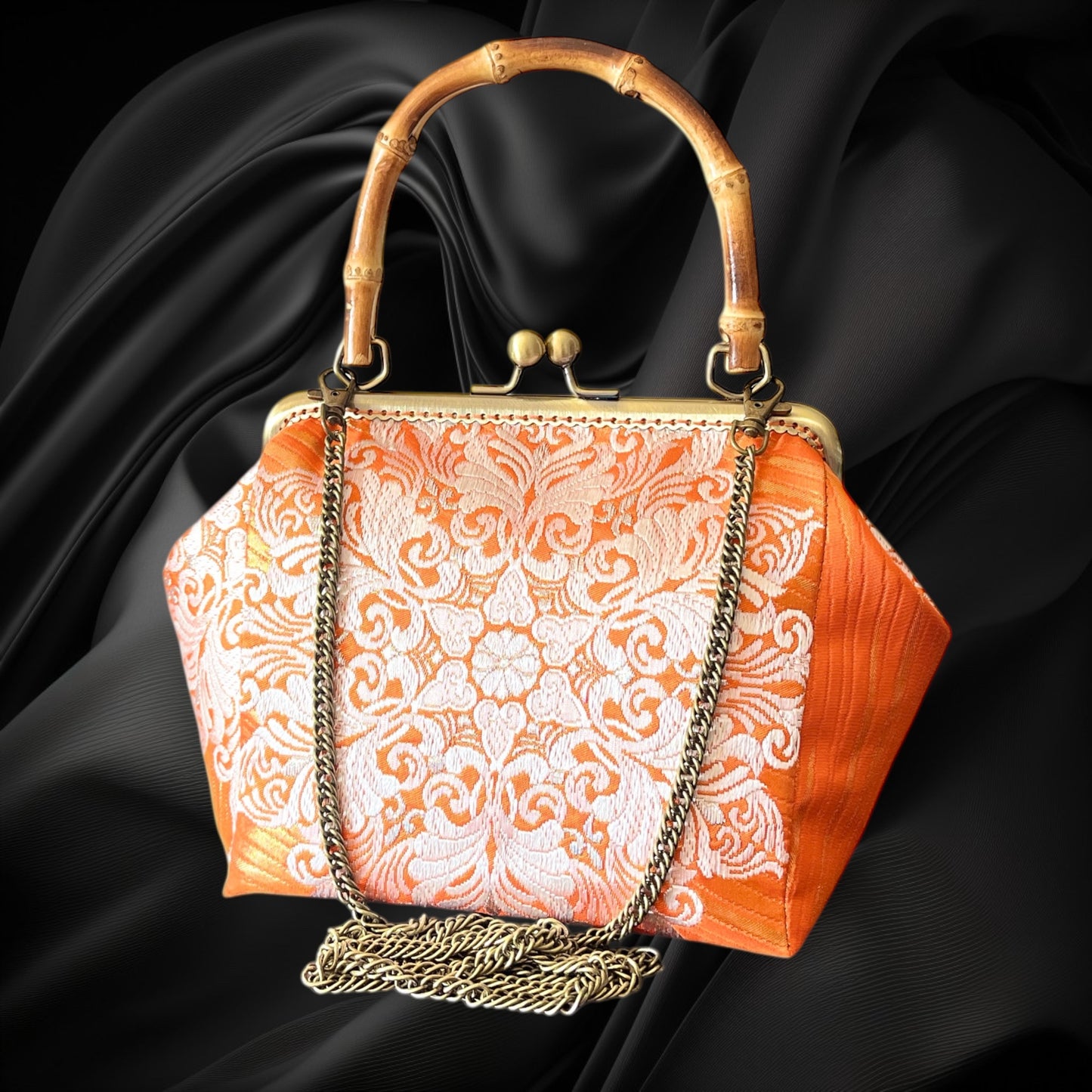 Kimono remake bamboo bag [No.1608]