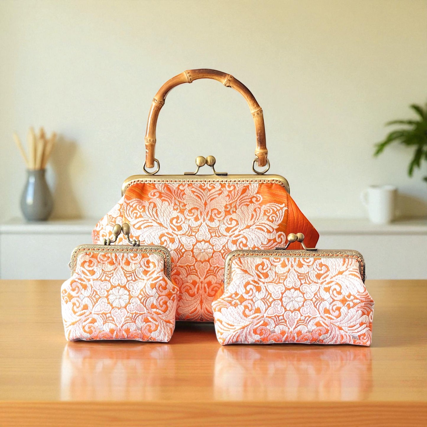 Kimono remake bamboo bag [No.1608]