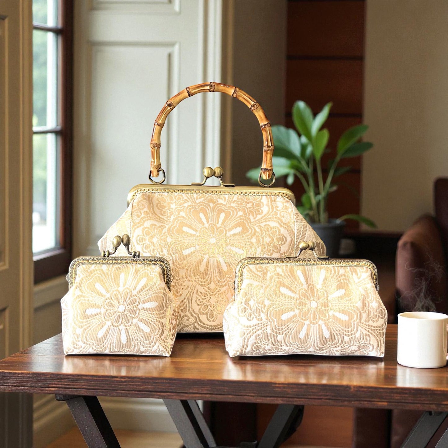 Kimono remake bamboo bag [No.1607]