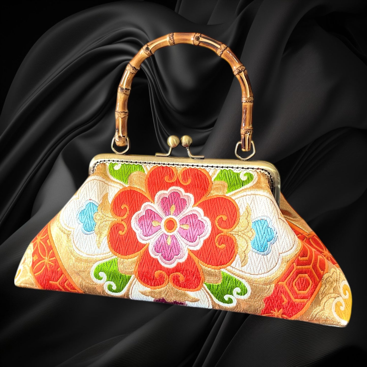 Kimono remake bamboo bag [No.1602]