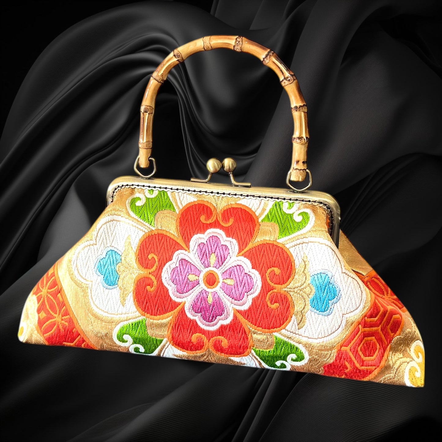 Kimono remake bamboo bag [No.1602]