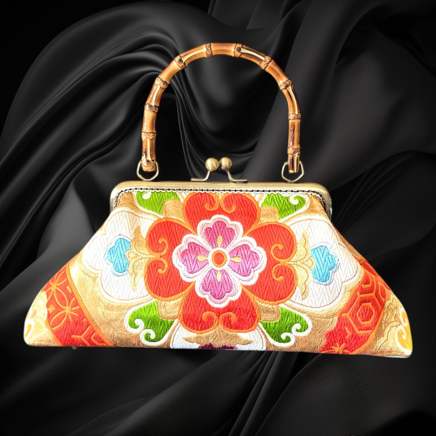 Kimono remake bamboo bag [No.1602]