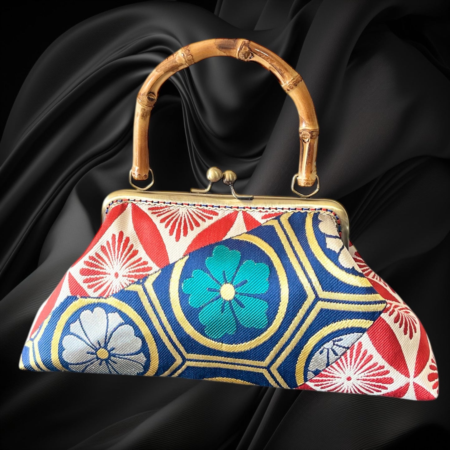 Kimono remake bamboo bag [No.1601]