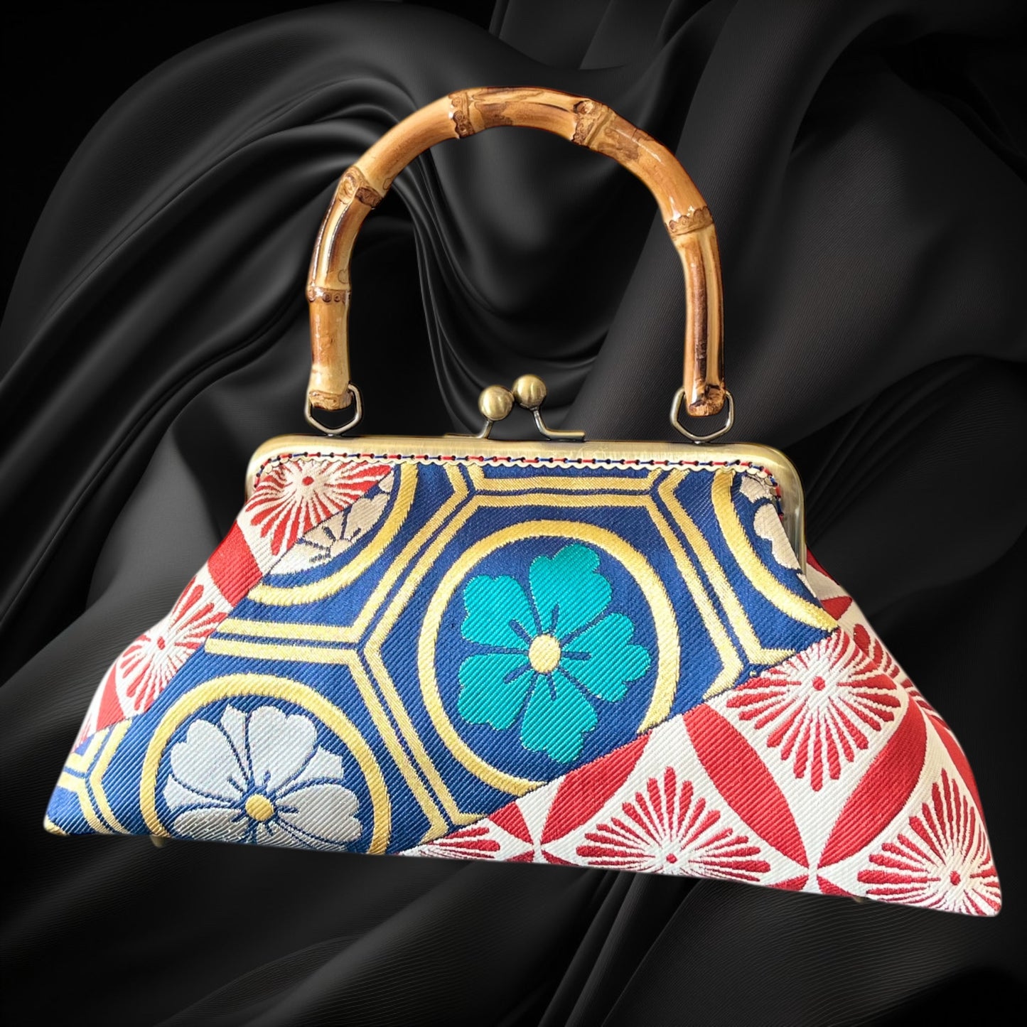 Kimono remake bamboo bag [No.1601]