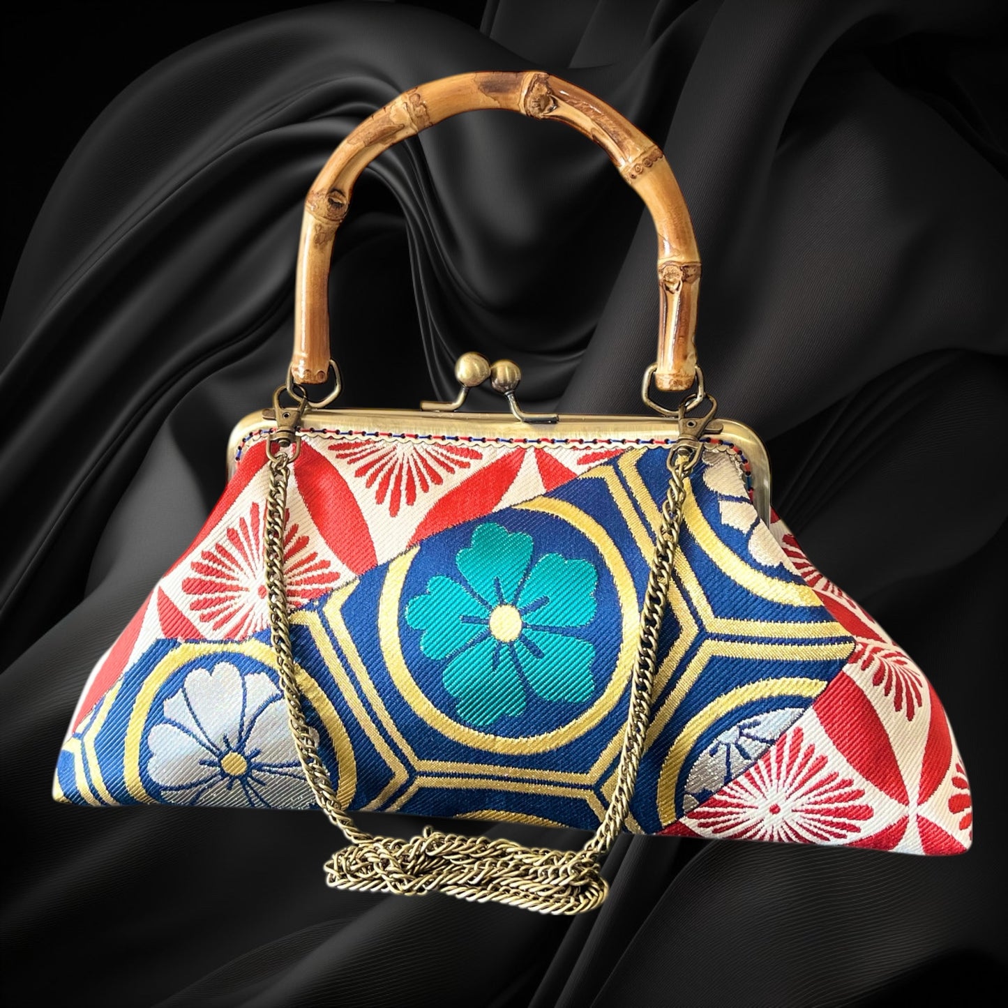 Kimono remake bamboo bag [No.1601]