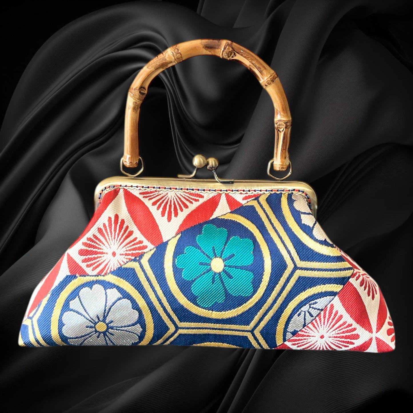 Kimono remake bamboo bag [No.1601]