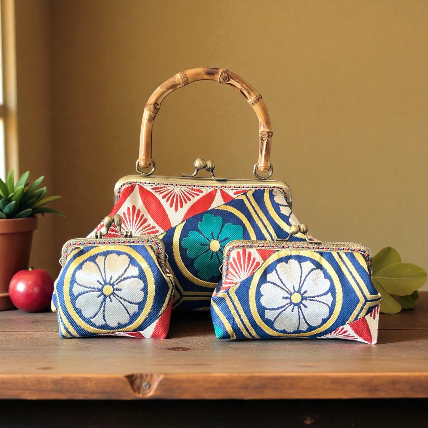 Kimono remake bamboo bag [No.1601]