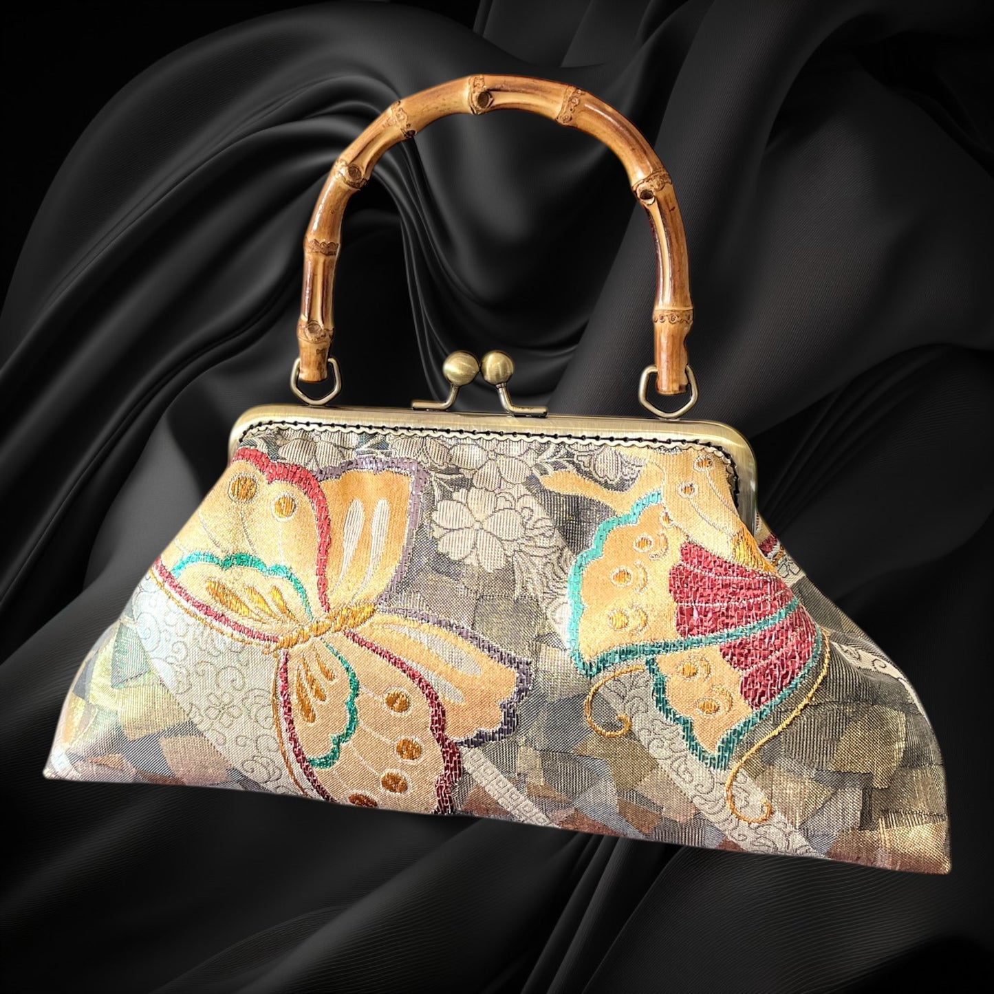 Kimono remake bamboo bag [No.1600]