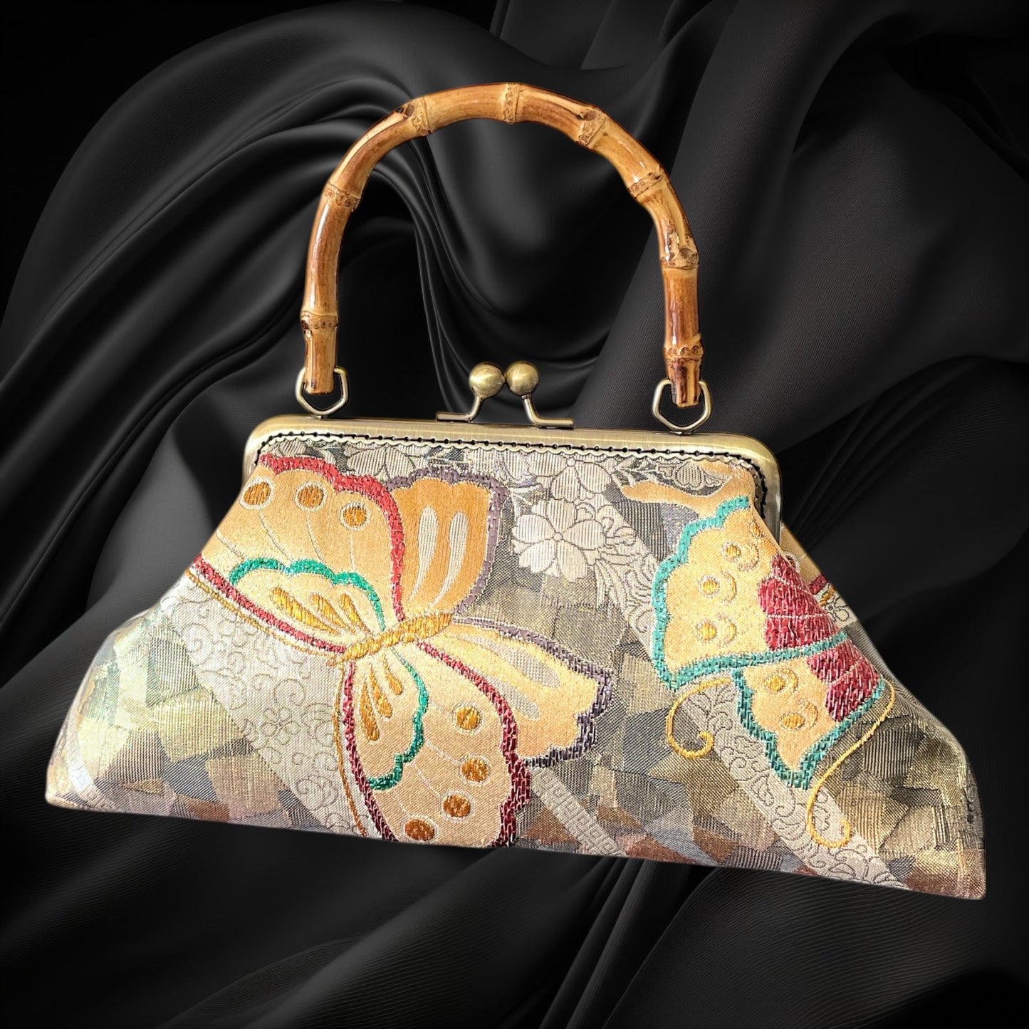 Kimono remake bamboo bag [No.1600]