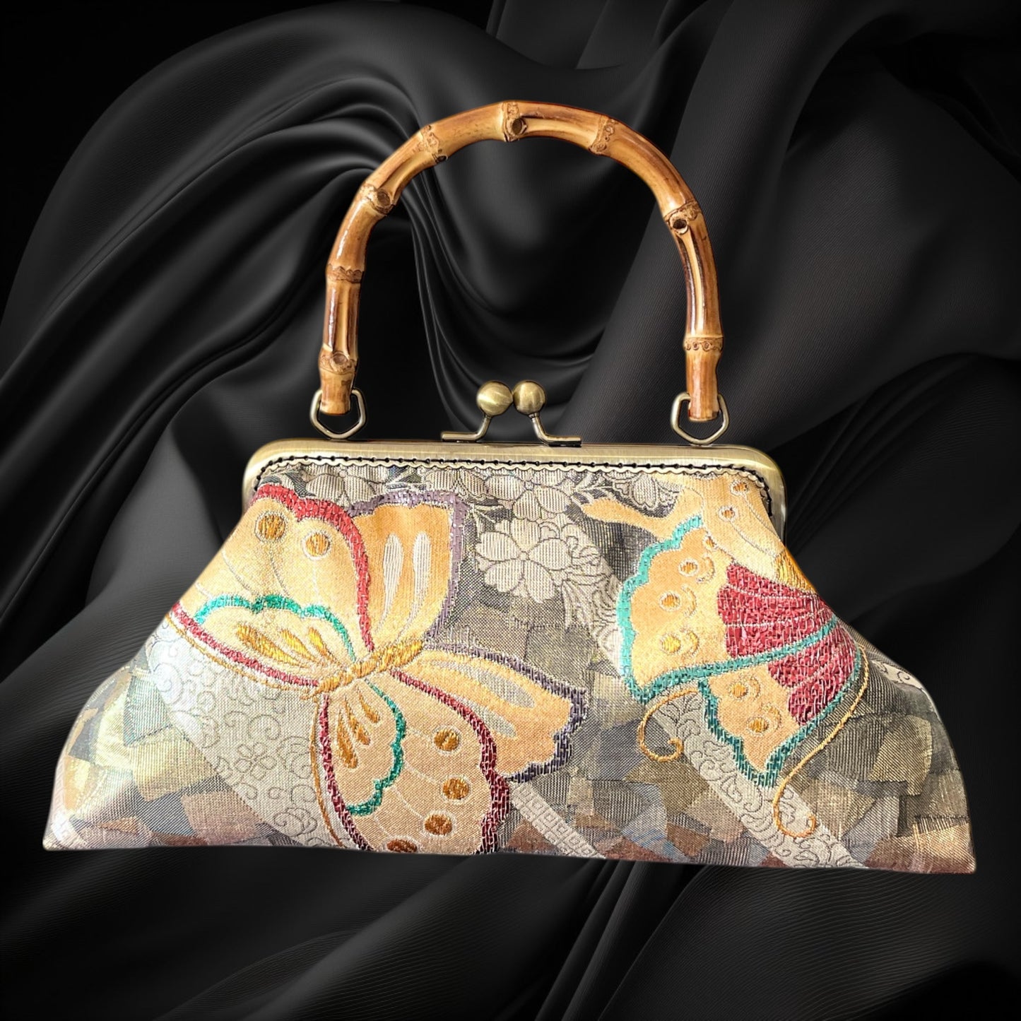 Kimono remake bamboo bag [No.1600]