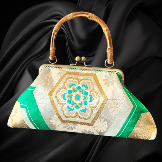 Kimono remake bamboo bag [No.1599]