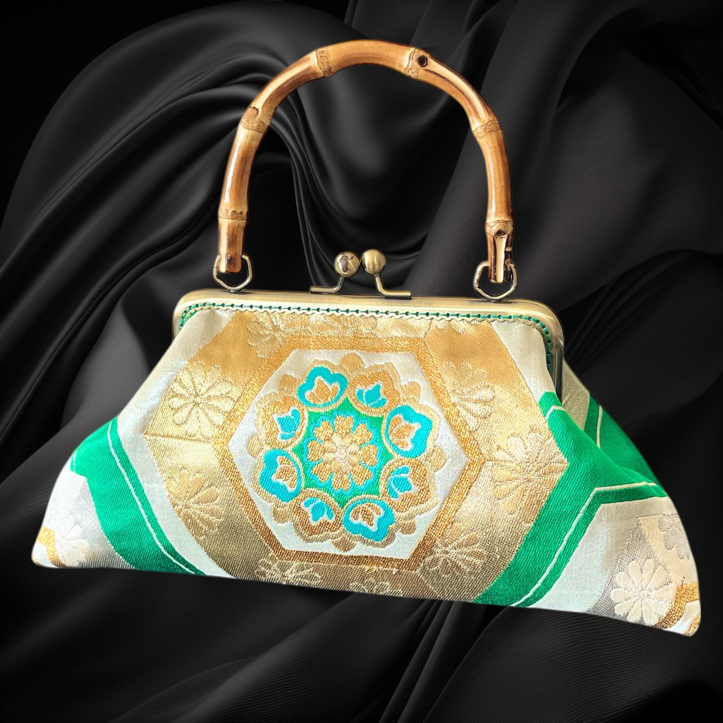 Kimono remake bamboo bag [No.1599]