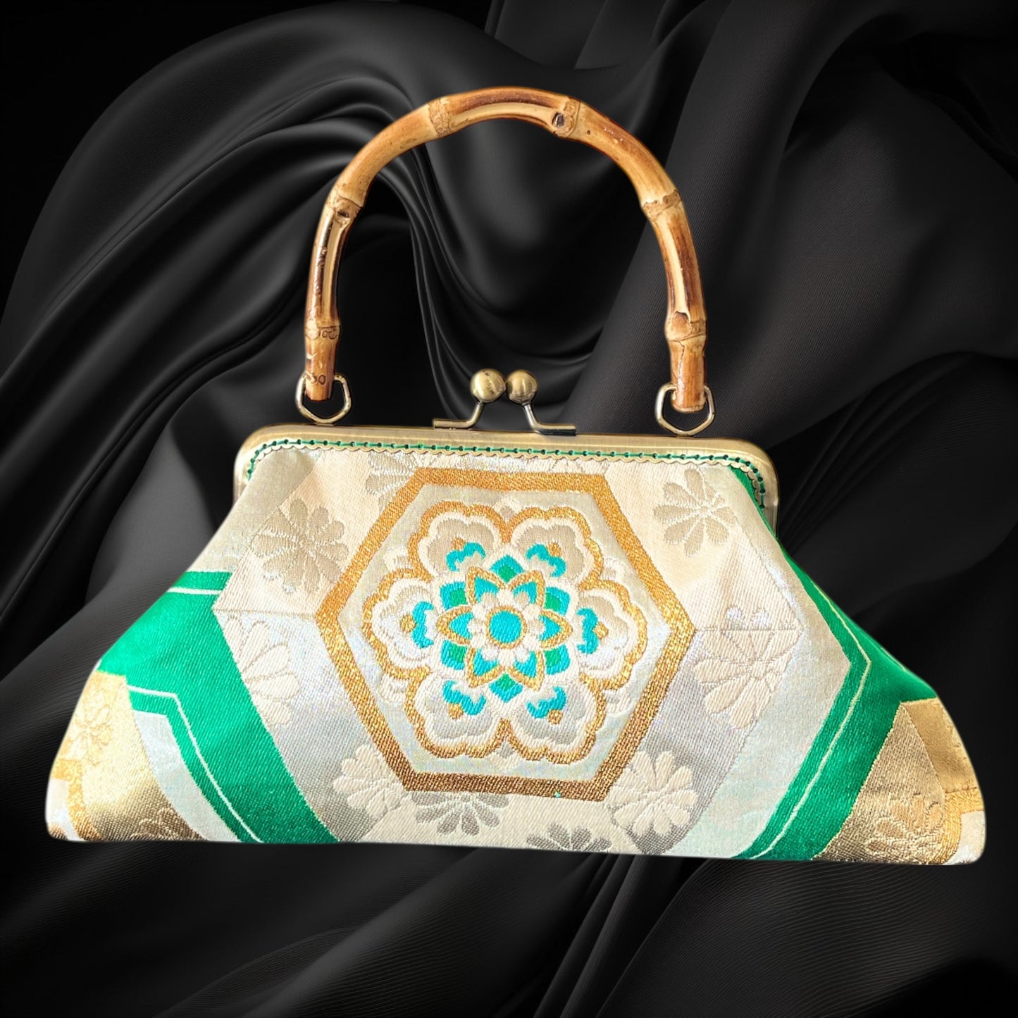 Kimono remake bamboo bag [No.1599]