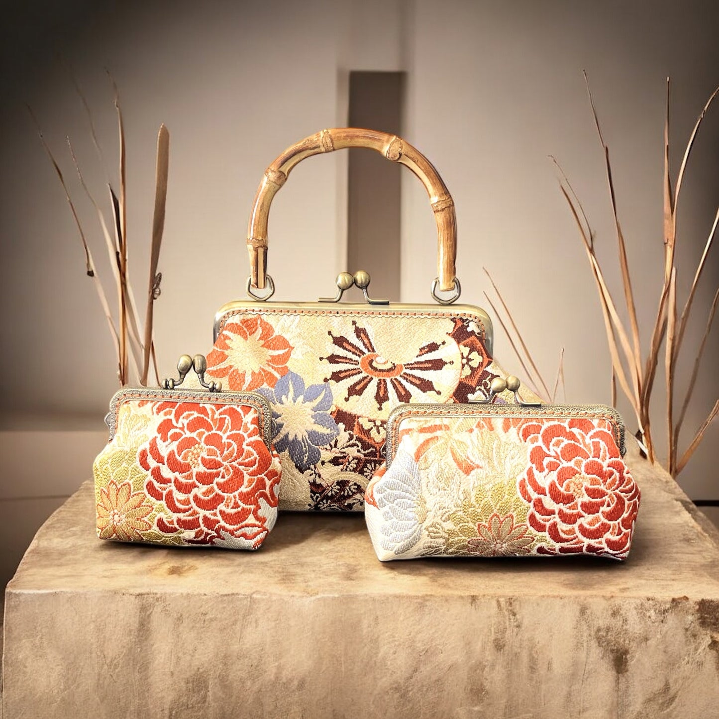 着物リメイクバンブーバッグ [No.1637]