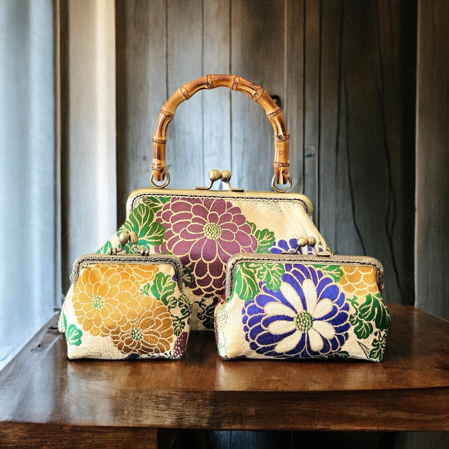 着物リメイクバンブーバッグ [No.1650]