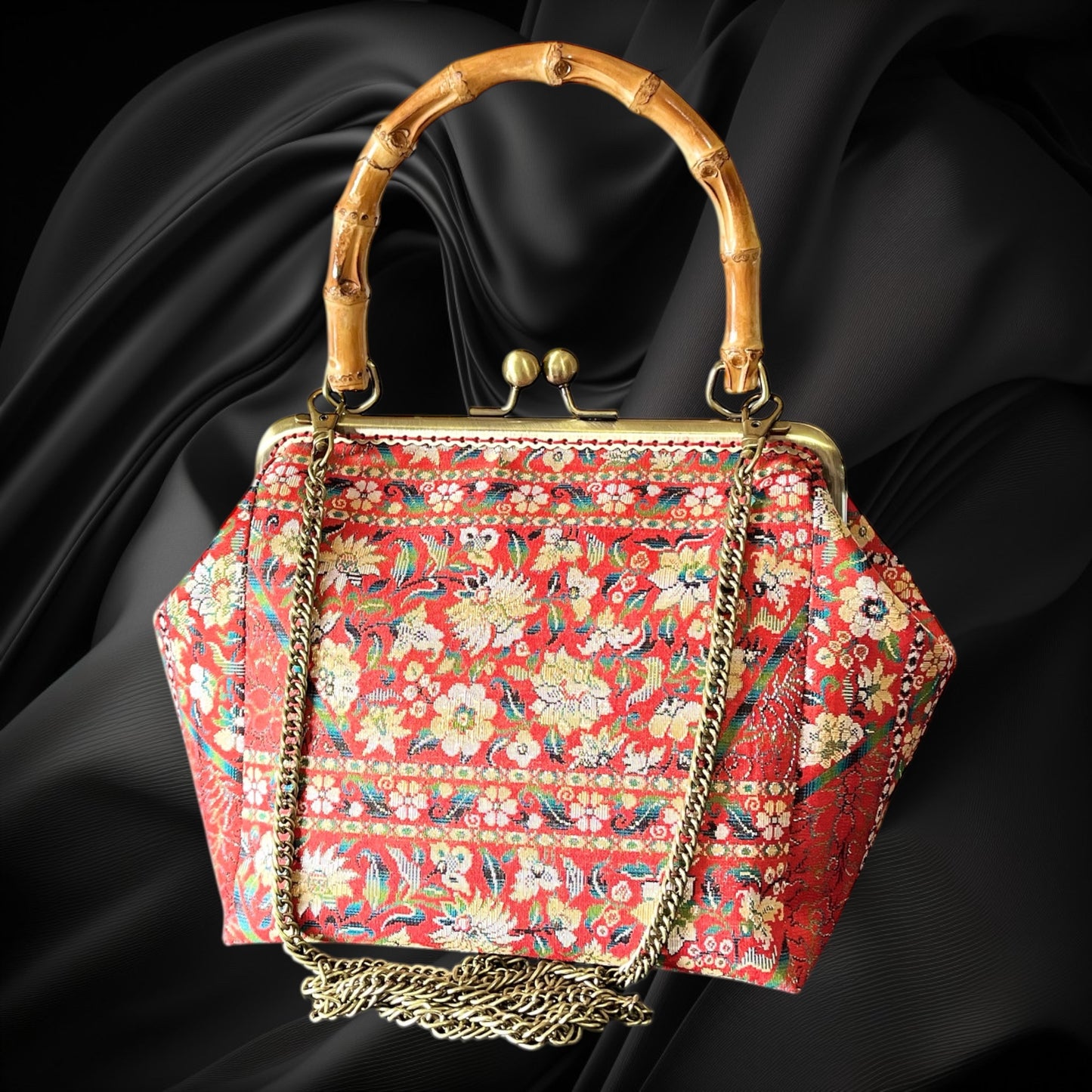 着物リメイクバンブーバッグ [No.1667]