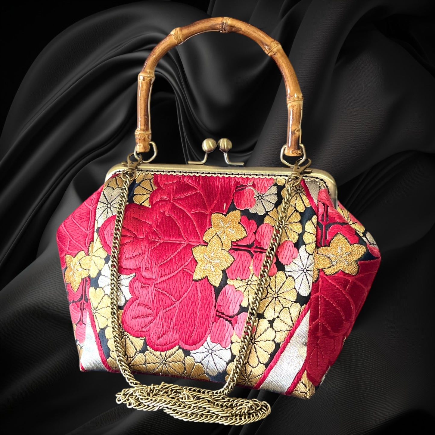 着物リメイクバンブーバッグ [No.1846]