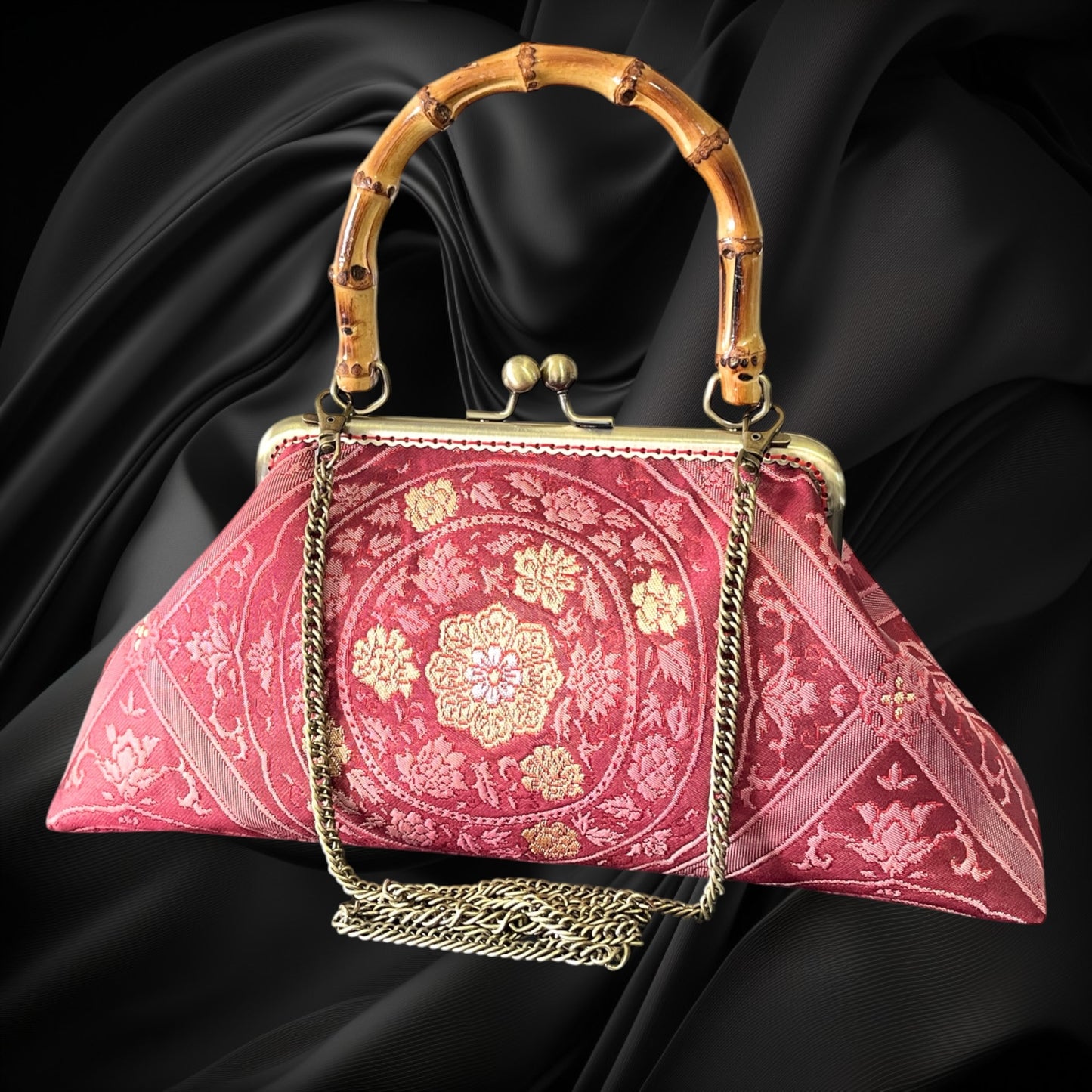 着物リメイクバンブーバッグ [No.1883]