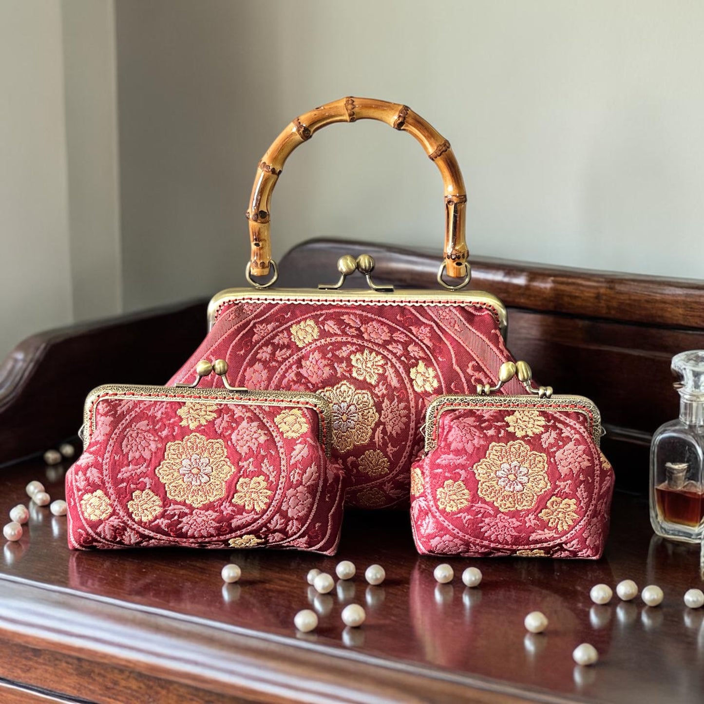 着物リメイクバンブーバッグ [No.1883]