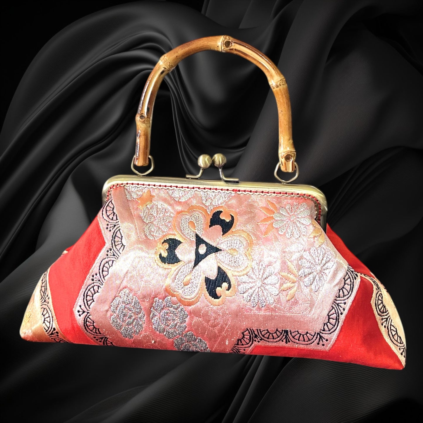 Kimono remake bamboo bag [No.1988]