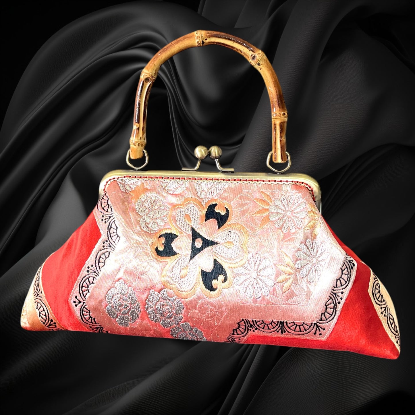 Kimono remake bamboo bag [No.1988]