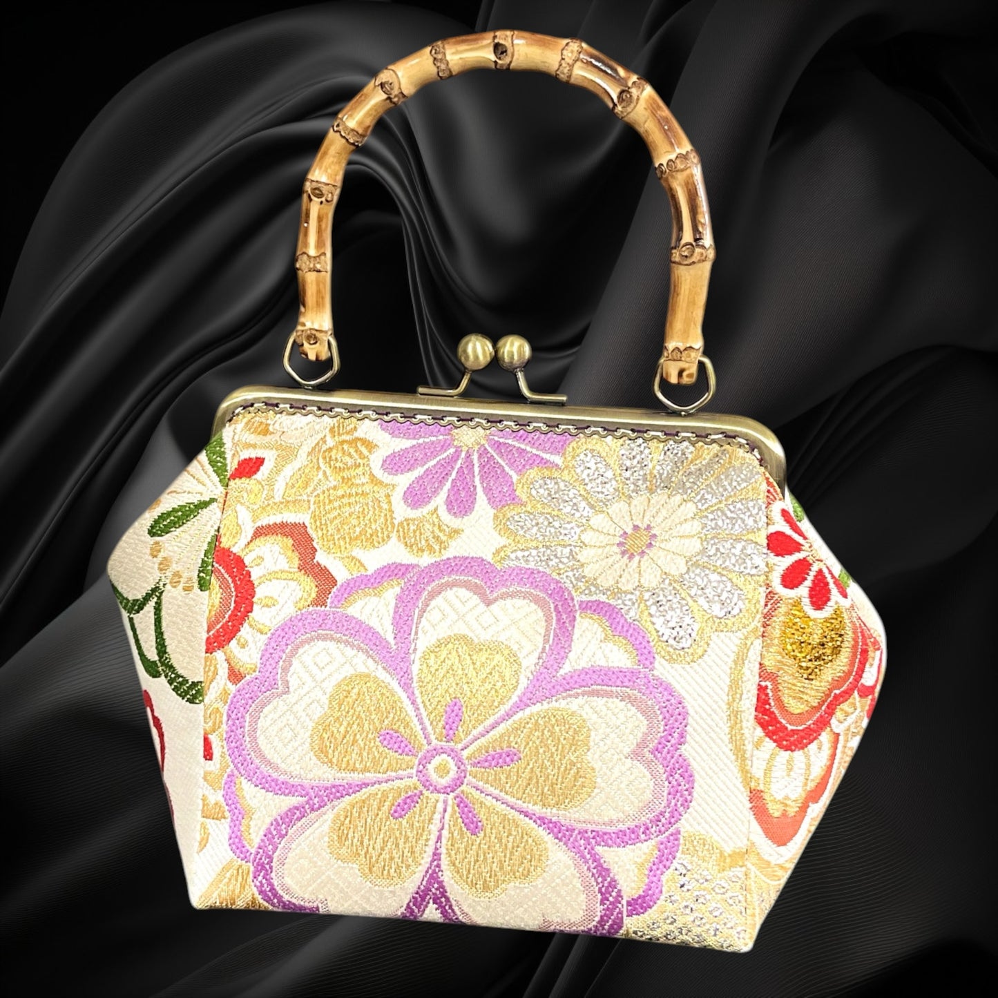 Kimono remake bamboo bag [No.2049]