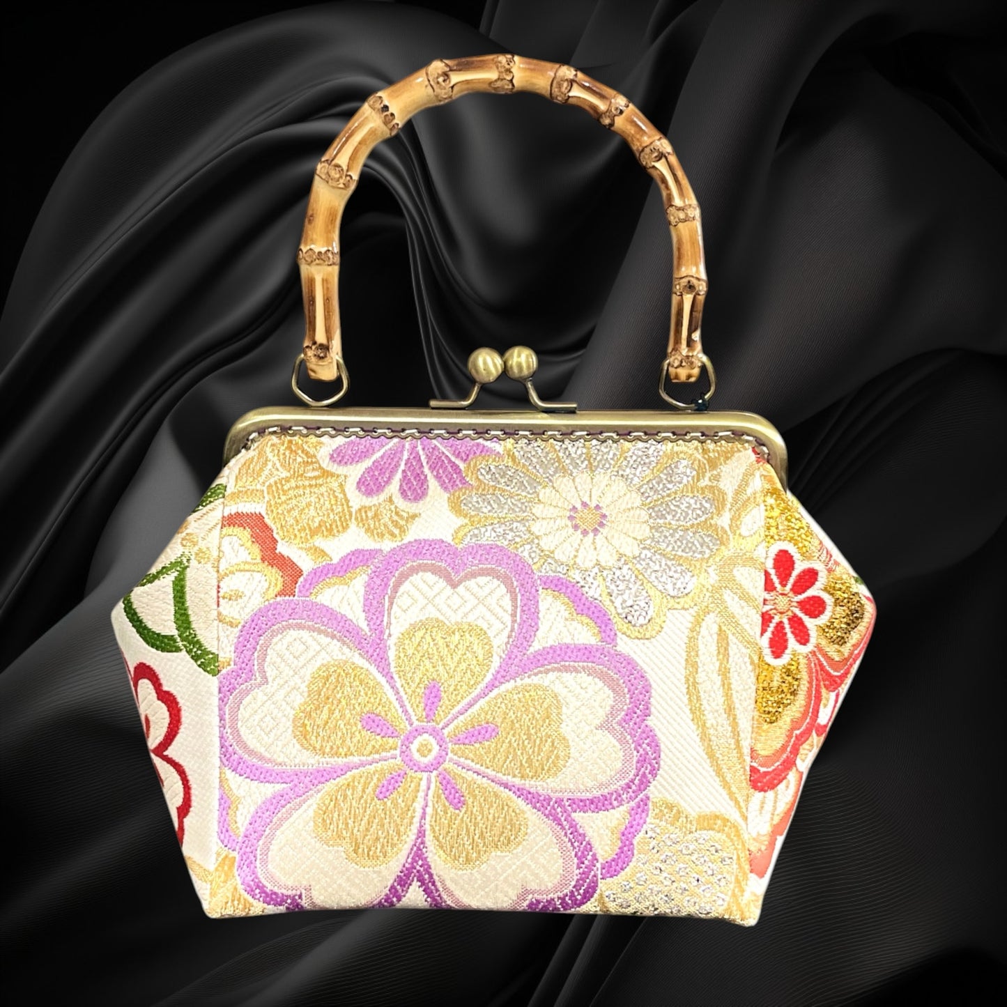 Kimono remake bamboo bag [No.2049]