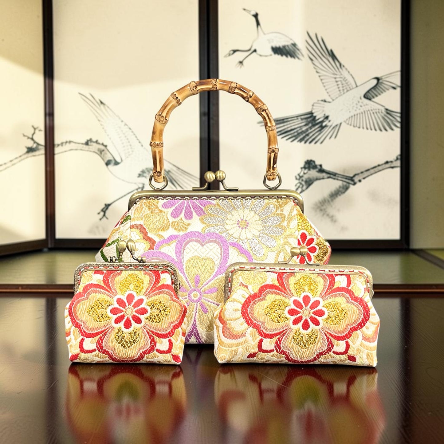Kimono remake bamboo bag [No.2049]