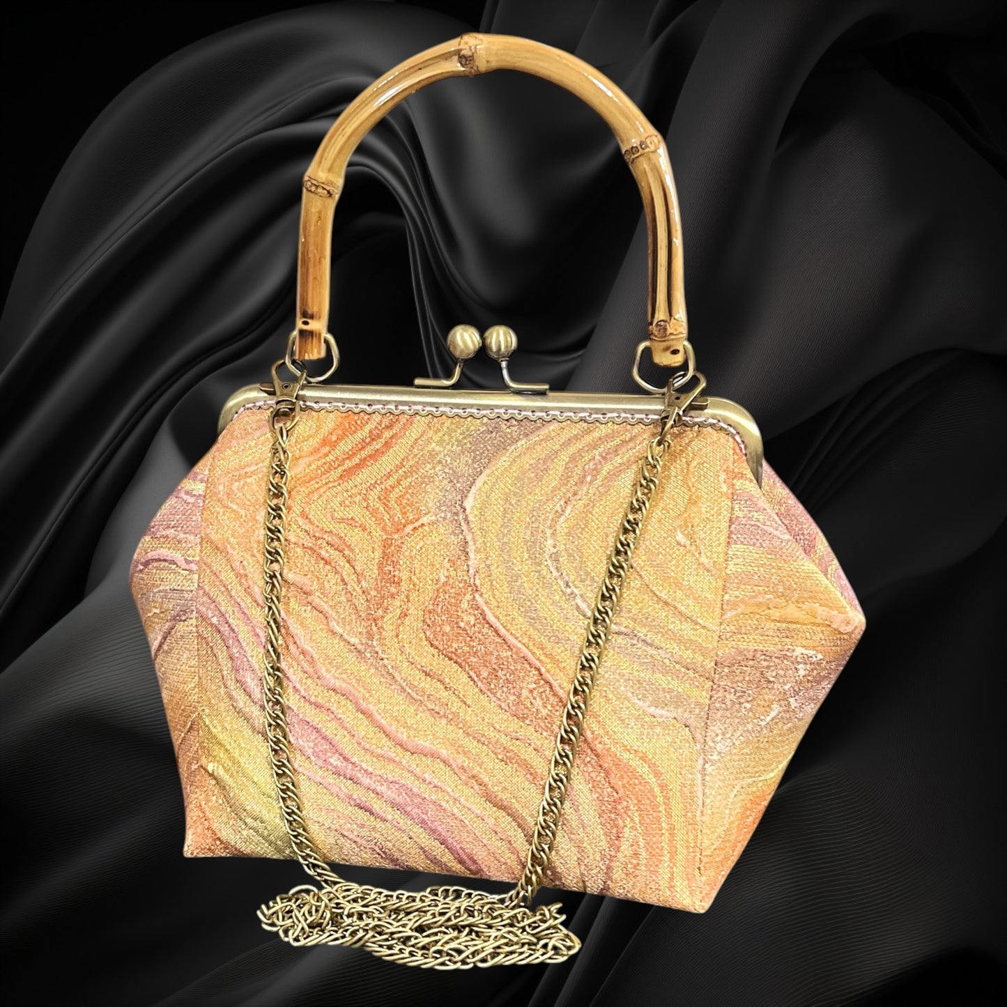 Kimono remake bamboo bag [No.2046]
