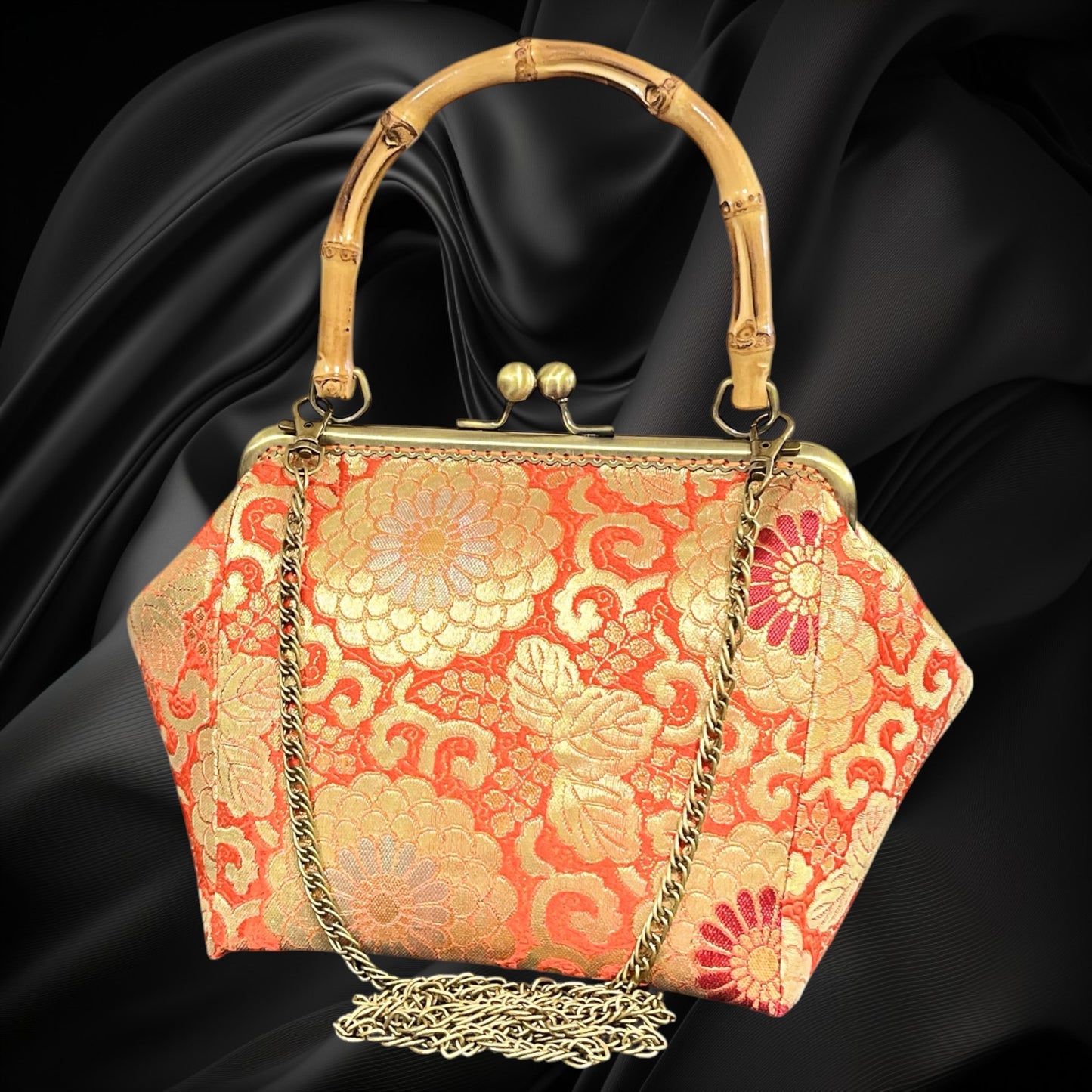 Kimono remake bamboo bag [No.2047]