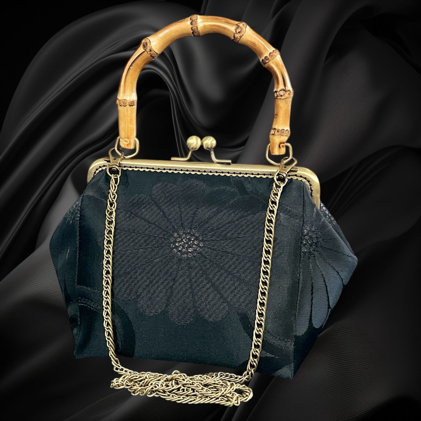 Kimono remake bamboo bag [No.2048]