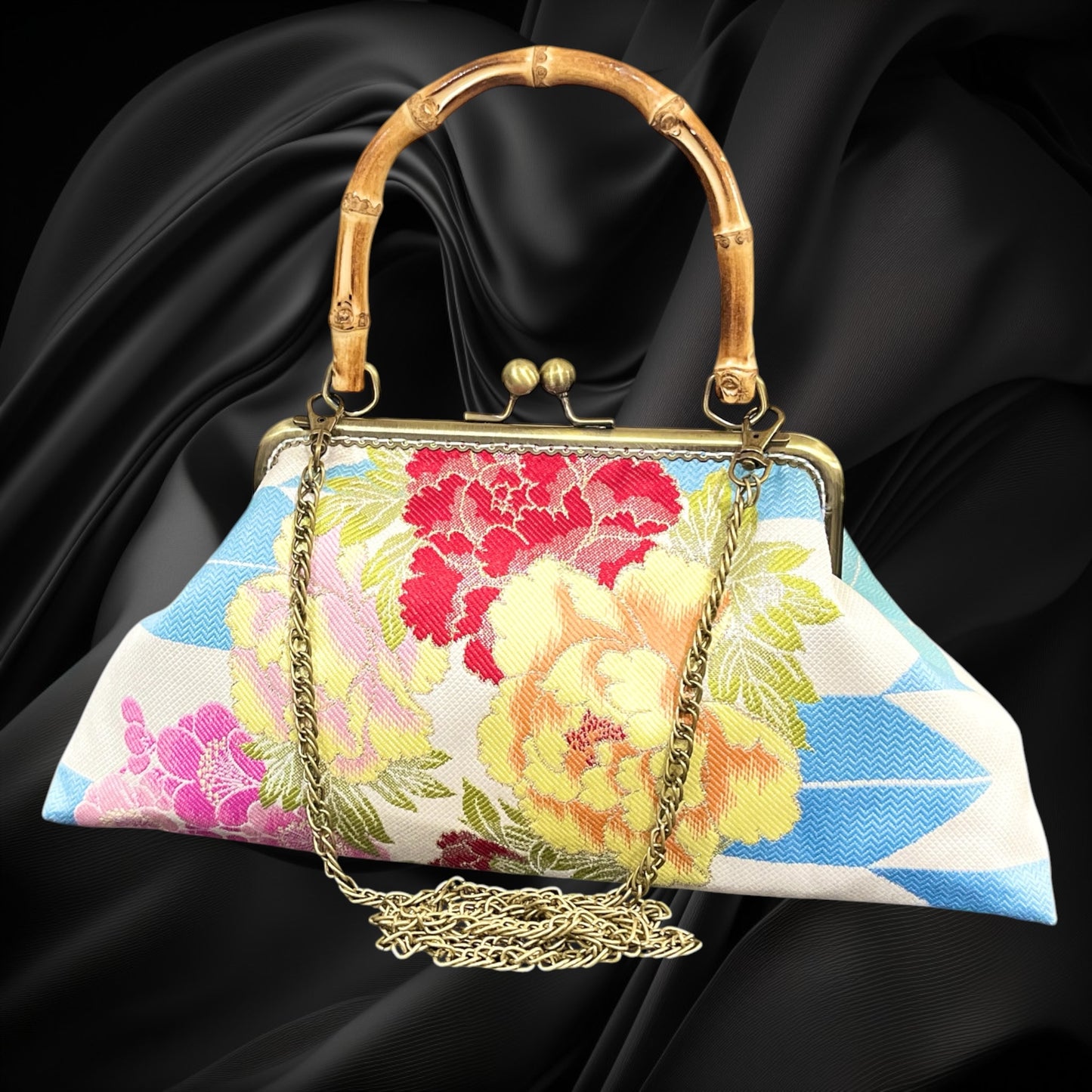 Kimono remake bamboo bag [No.2072]