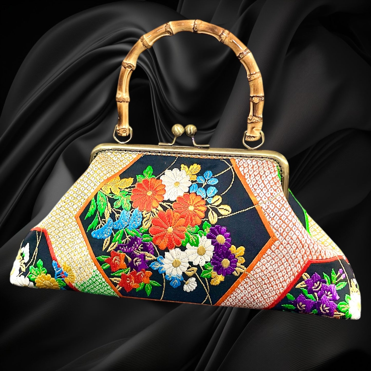Kimono remake bamboo bag [No.2071]